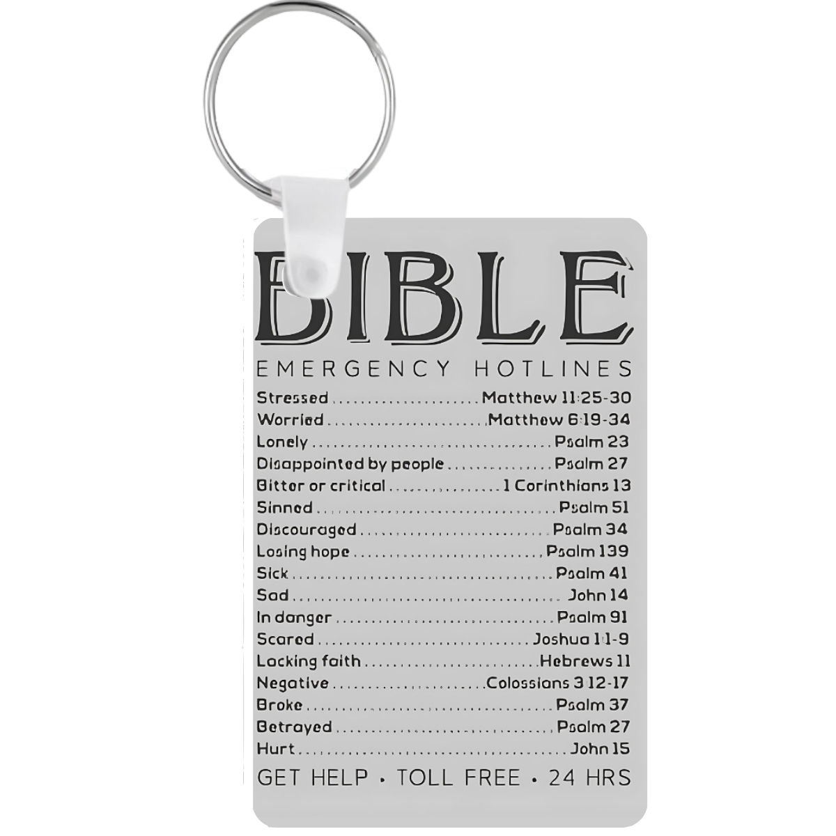 Bible Emergency Hotlines Keychain