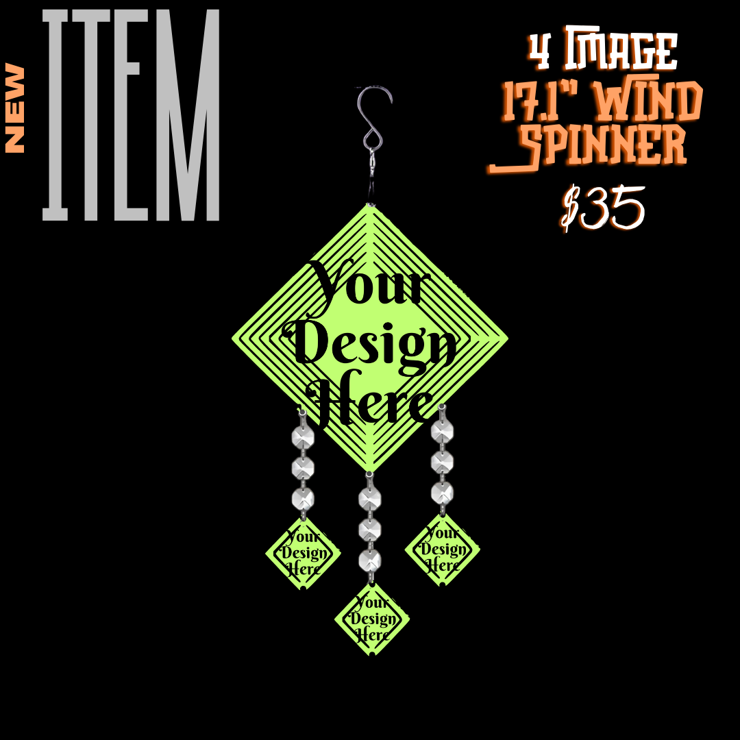 Custom 17.1" Diamond Wind Spinner – 4-Image Personalized Outdoor Decor