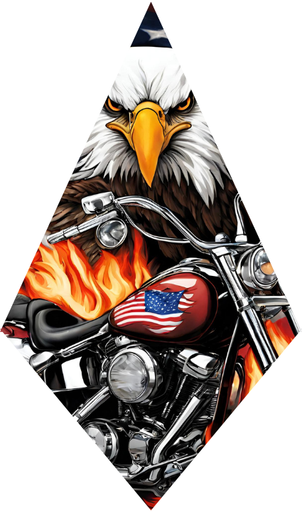 Motorcycle with American flag design and an eagle on a white background
