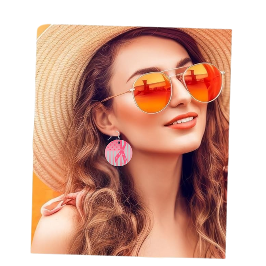 Breast Cancer Awareness Circle Earrings | Bikers and Beauty