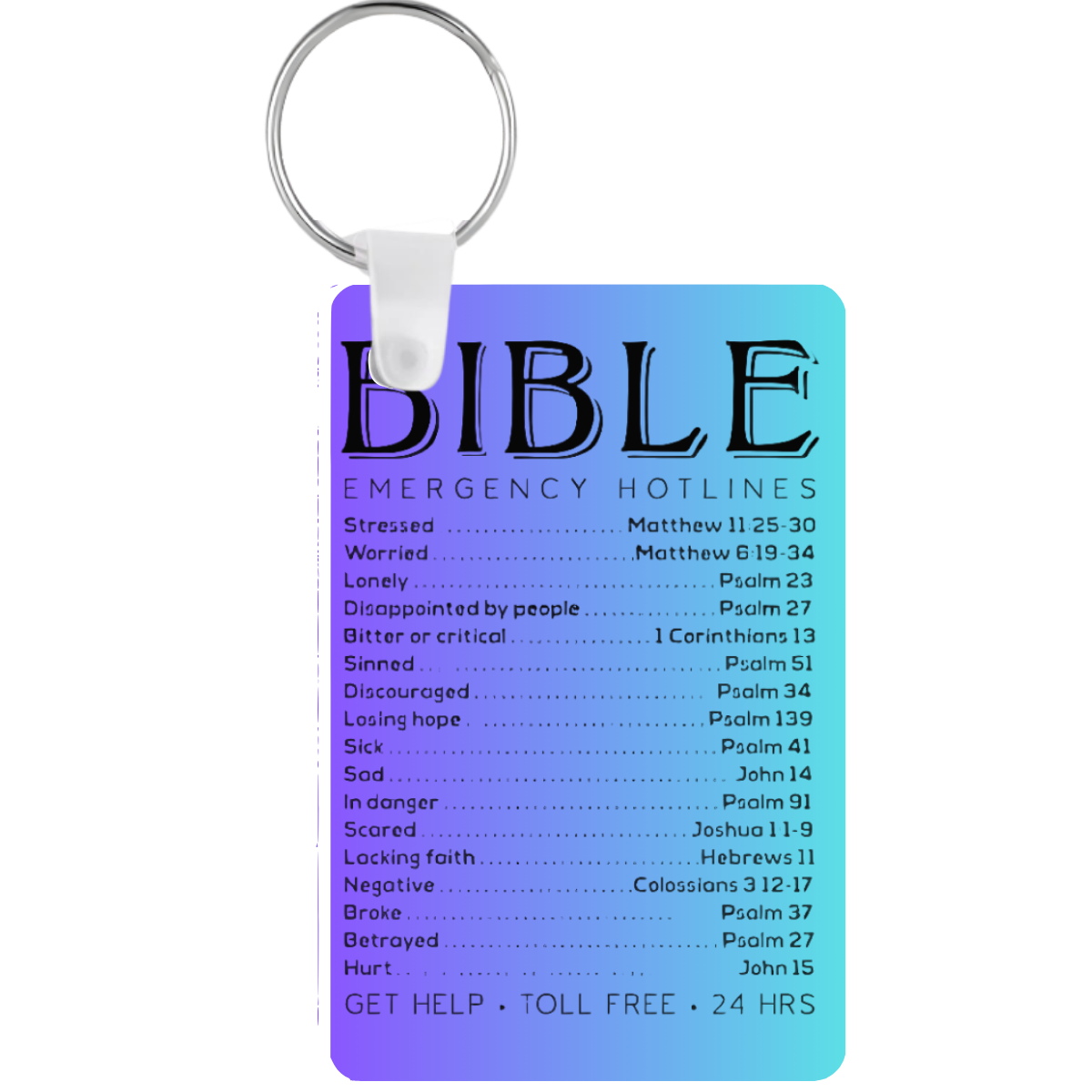 Bible Emergency Hotlines Keychain