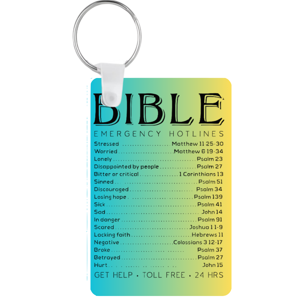 Bible Emergency Hotlines Keychain
