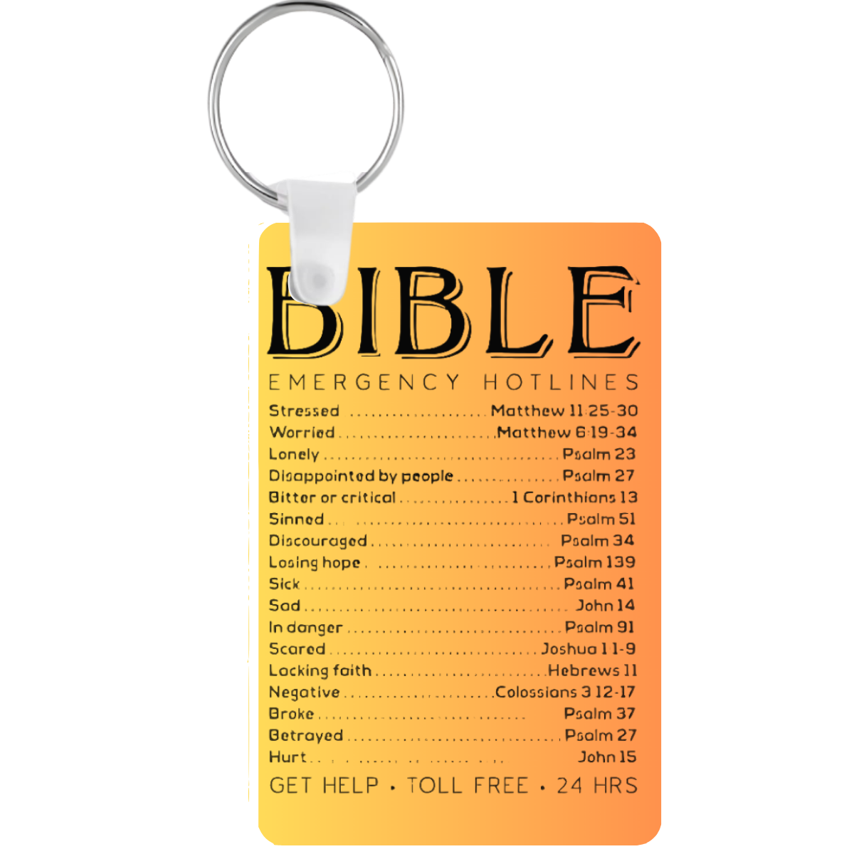 Bible Emergency Hotlines Keychain