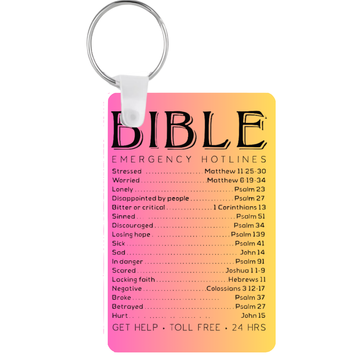 Bible Emergency Hotlines Keychain
