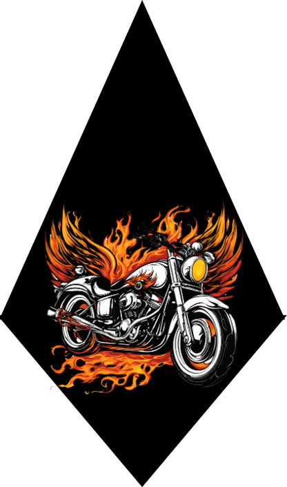 Motorcycle with flames on a black background