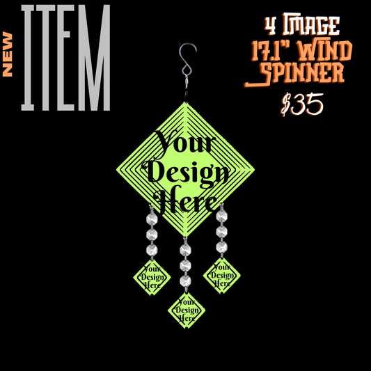 Custom 17.1" Diamond Wind Spinner – 4-Image Personalized Outdoor Decor
