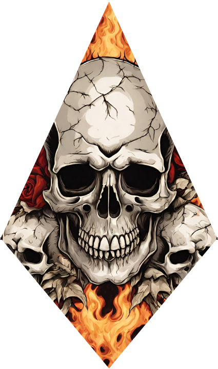 Large Flaming Skull Earrings