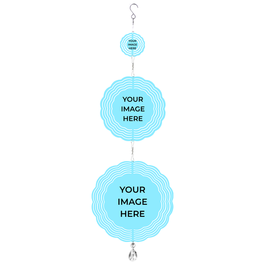 32.5 in Custom Wind Spinner (Round) - 3-Image Design mockup 2
