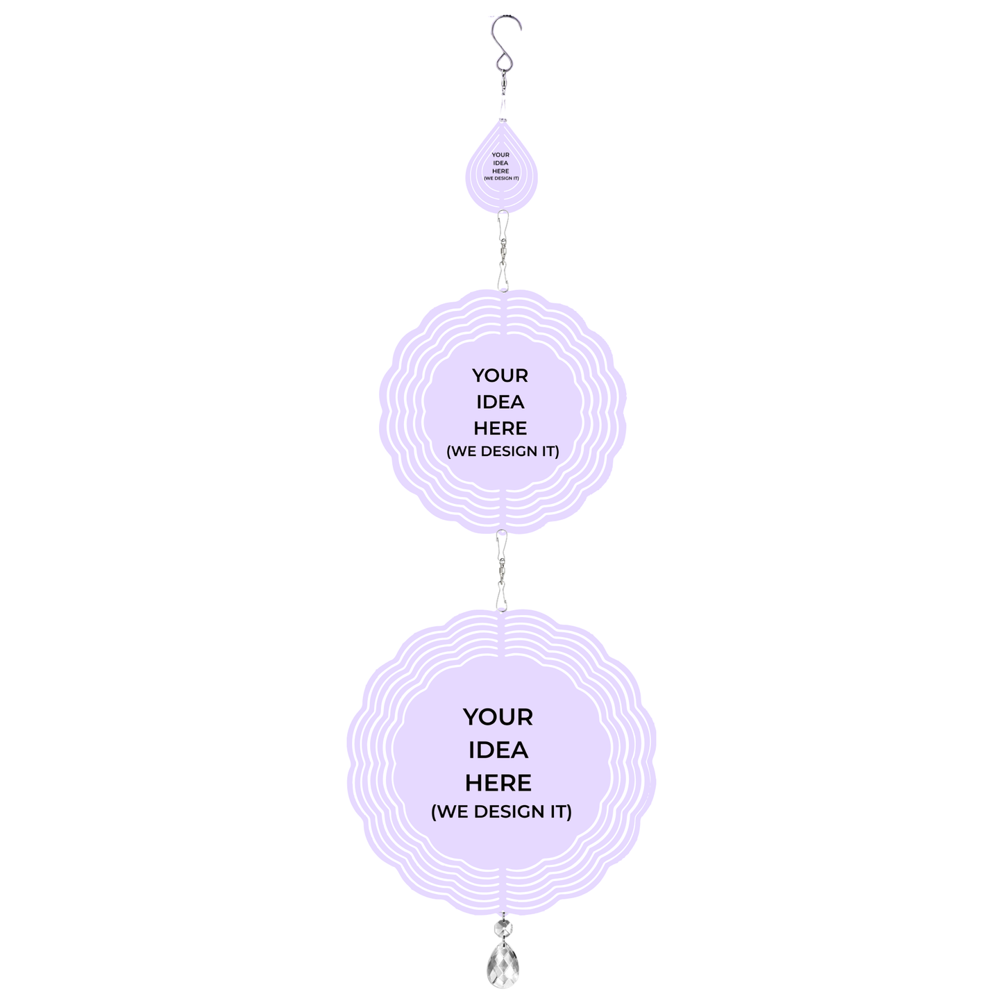 32.5 in Custom Wind Spinner (Teardrop & Round) - 3-Image Design mockup 1