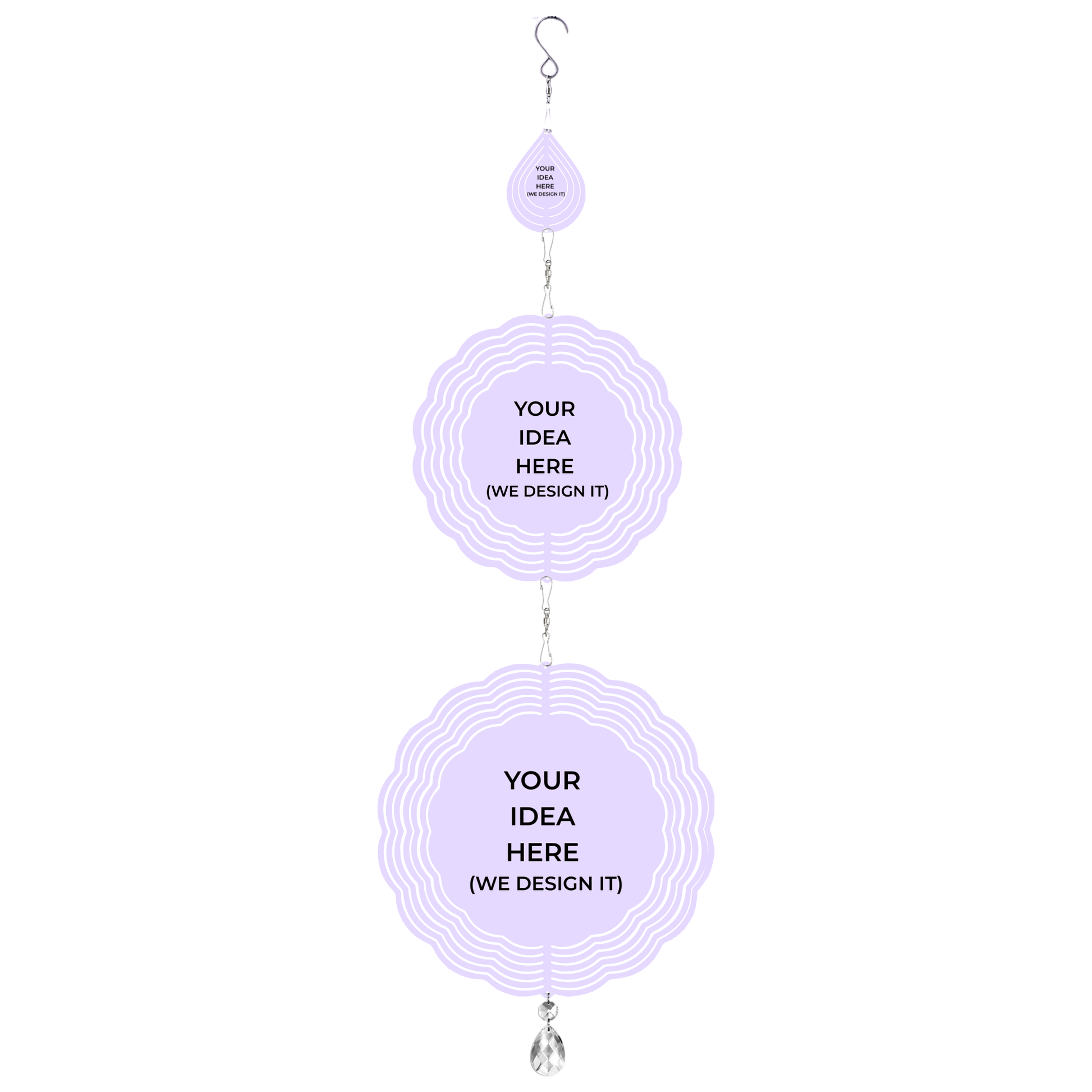 32.5 in Custom Wind Spinner (Teardrop & Round) - 3-Image Design mockup 1