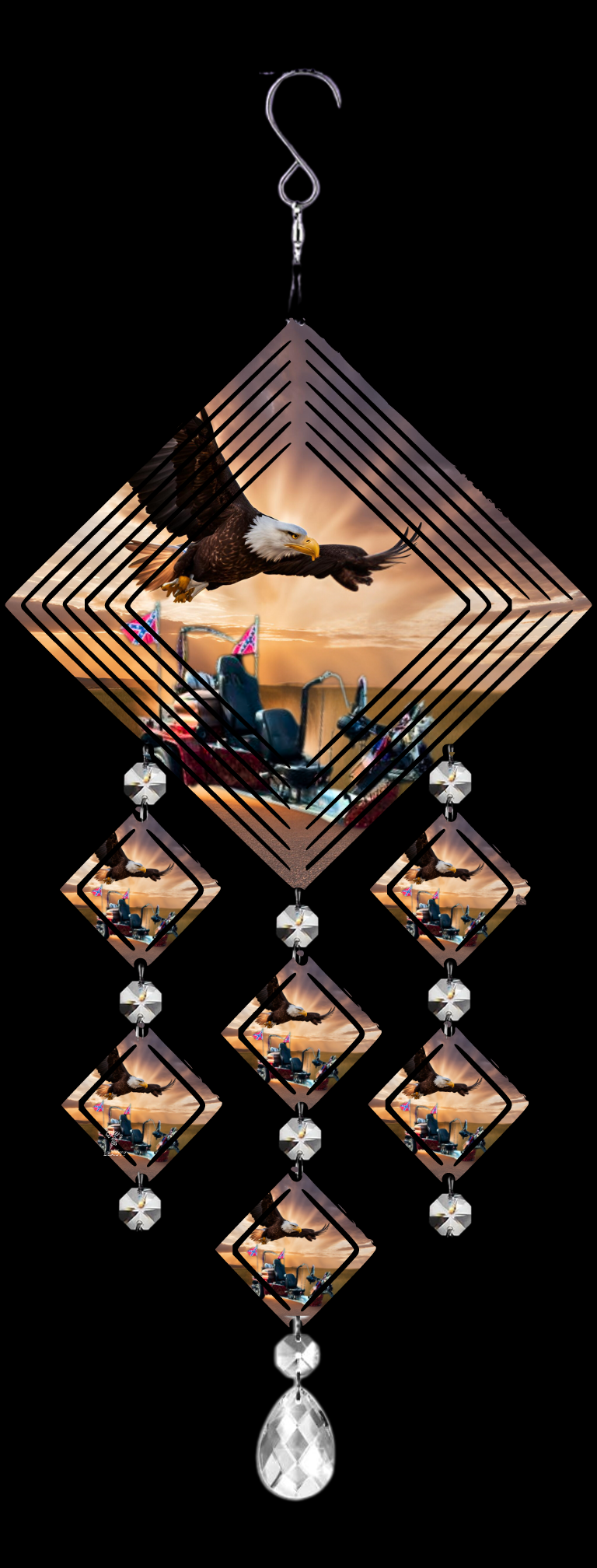 Wind Spinner (19.25") – Eagle Swooping on Caveman’s Bike