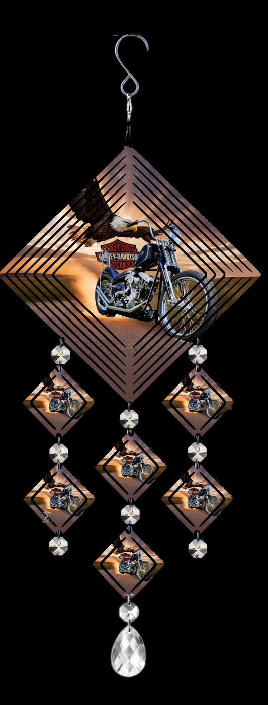 Wind Spinner (19.25") – Eagle Swooping on Shovelhead with Emblem