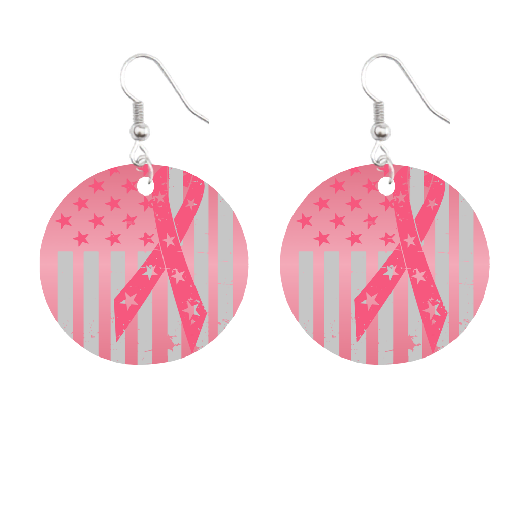 Breast Cancer Awareness Circle Earrings | Bikers and Beauty