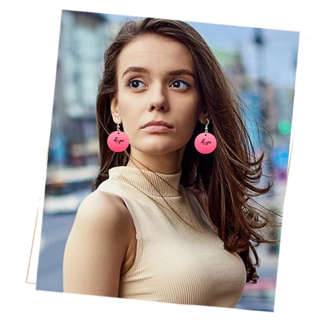 Breast Cancer Awareness Circle Earrings | Bikers and Beauty