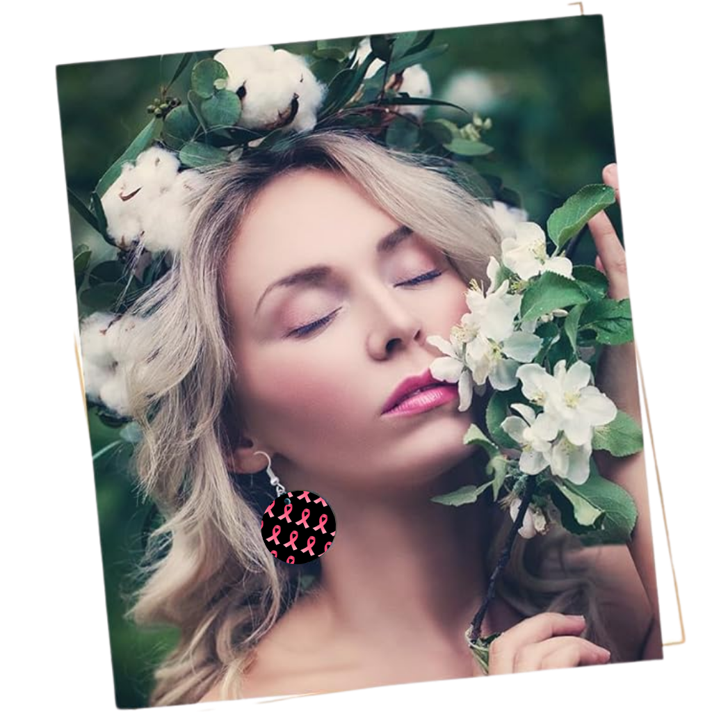 Breast Cancer Awareness Circle Earrings | Bikers and Beauty