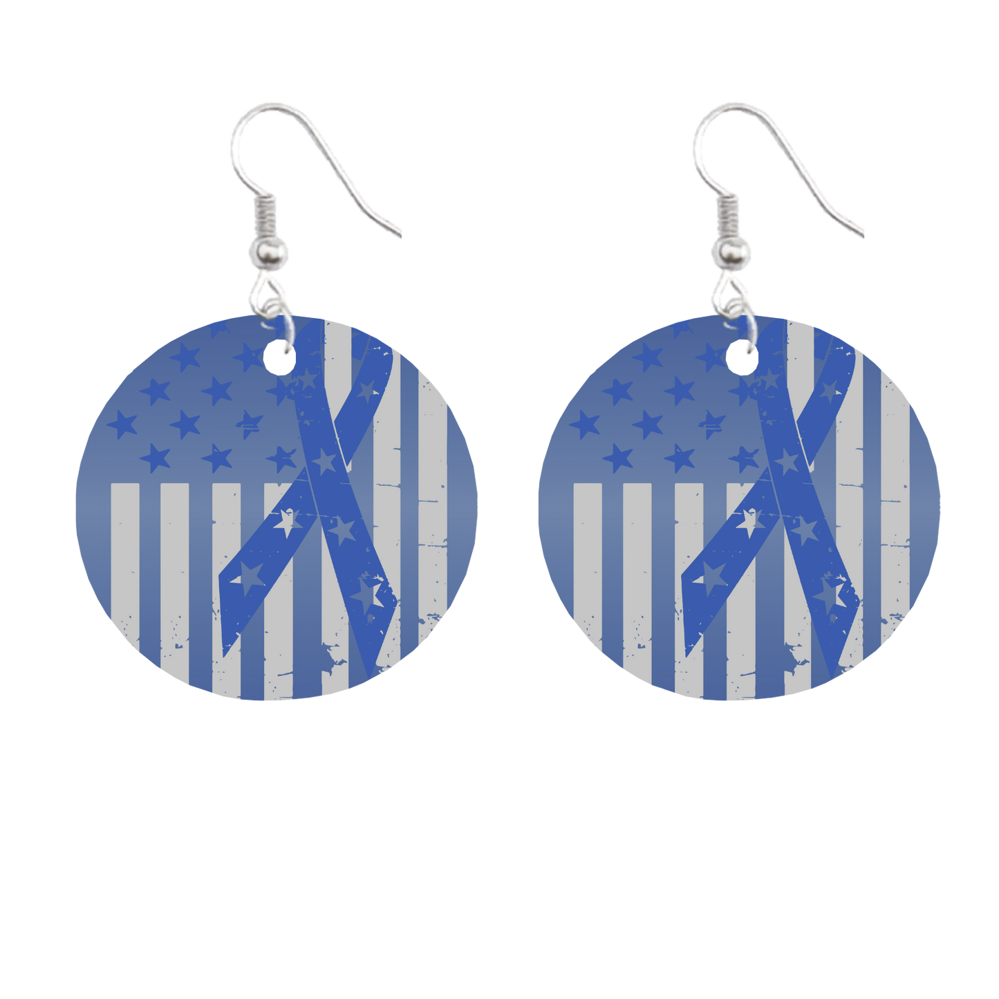 Colorectal Cancer Awareness Flag Circle Earrings | Bikers and Beauty