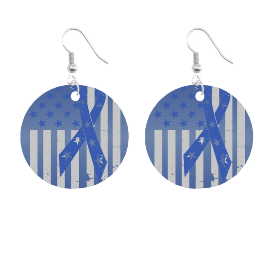 Colorectal Cancer Awareness Flag Circle Earrings | Bikers and Beauty