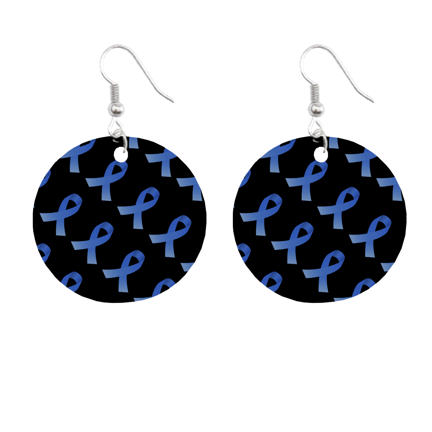 Colorectal Cancer Awareness Ribbon Pattern Circle Earrings | Bikers and Beauty