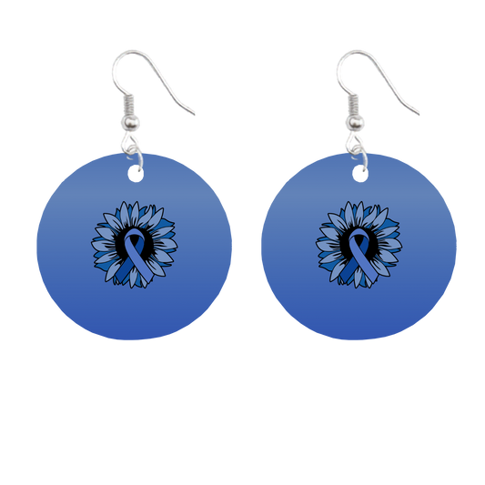 Colorectal Cancer Awareness Sunflower Wreath Circle Earrings | Bikers and Beauty