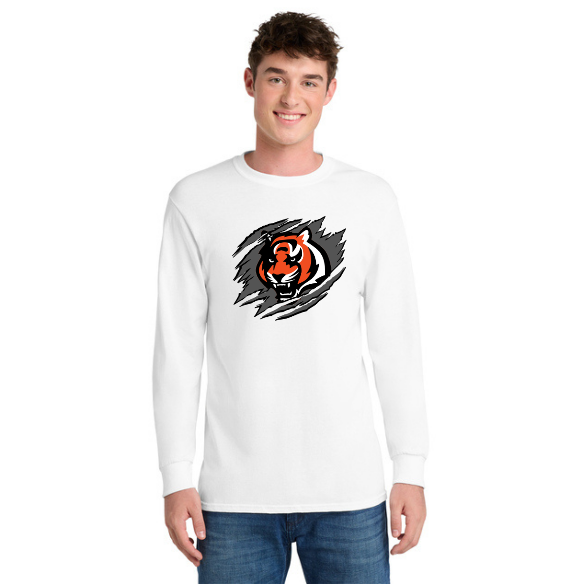 Tiger Scratch Dark Gray Unisex Long Sleeve Tee