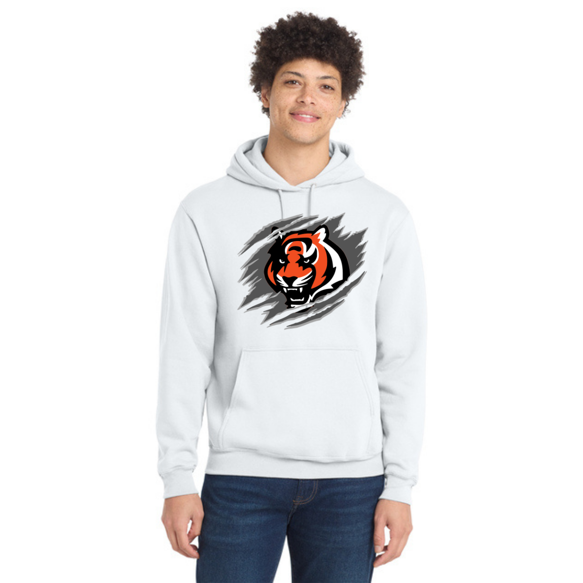 Tiger Scratch Dark Gray Unisex Pullover Hoodie