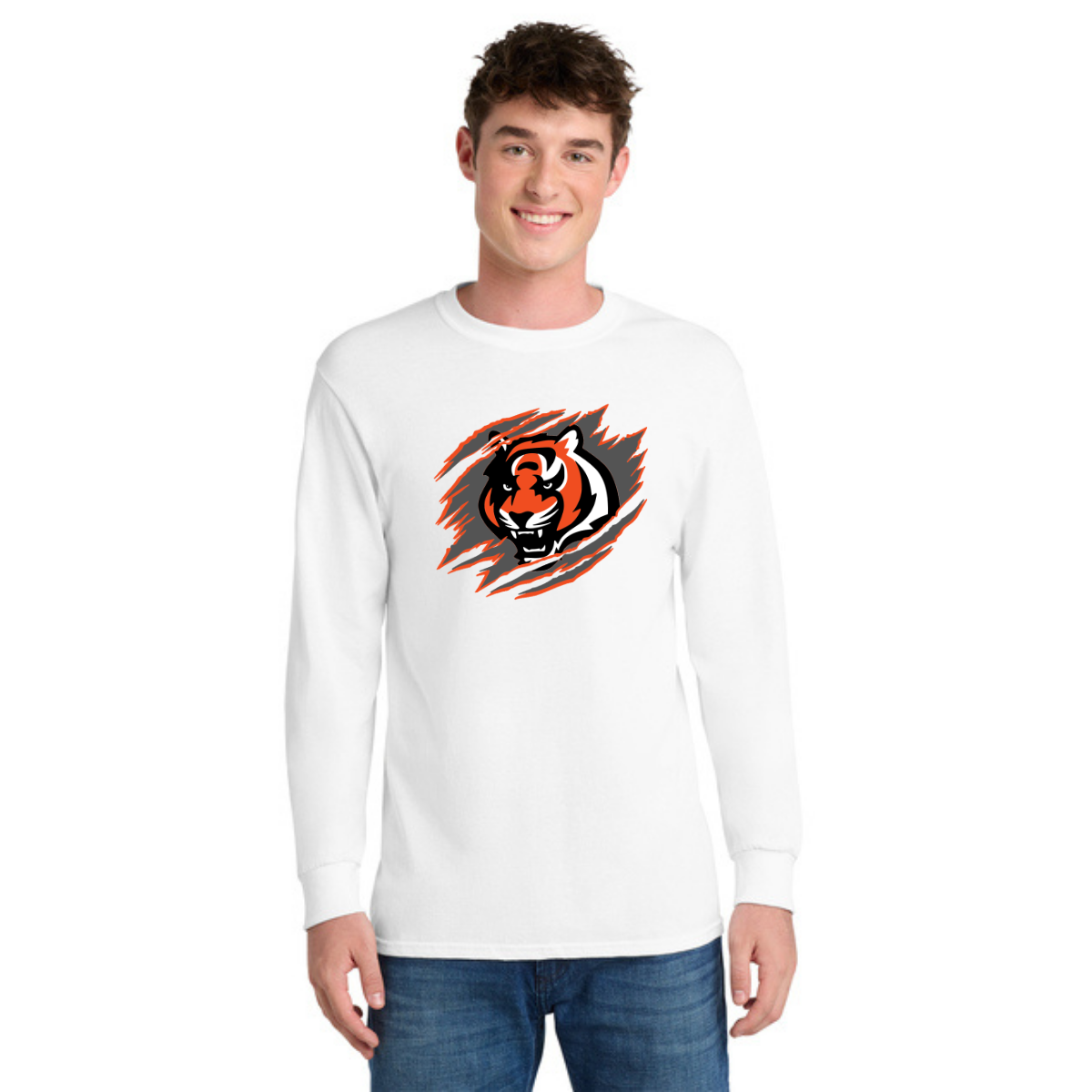 Tiger Scratch Dark Gray Unisex Long Sleeve Tee