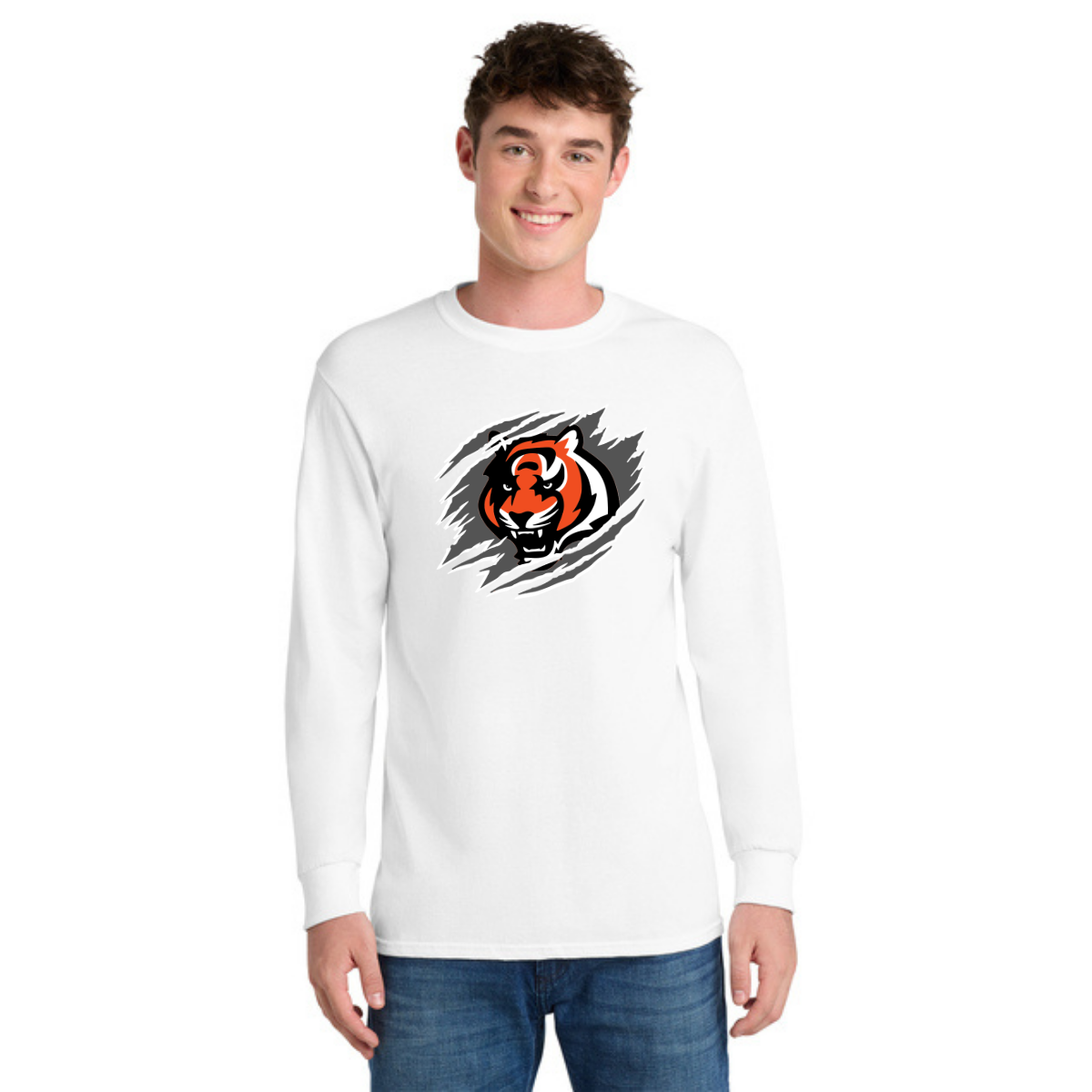 Tiger Scratch Dark Gray Unisex Long Sleeve Tee