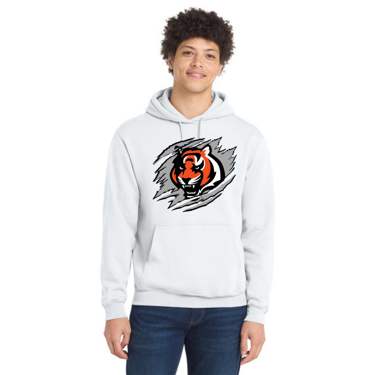 Tiger Scratch Gray Unisex Pullover Hoodie