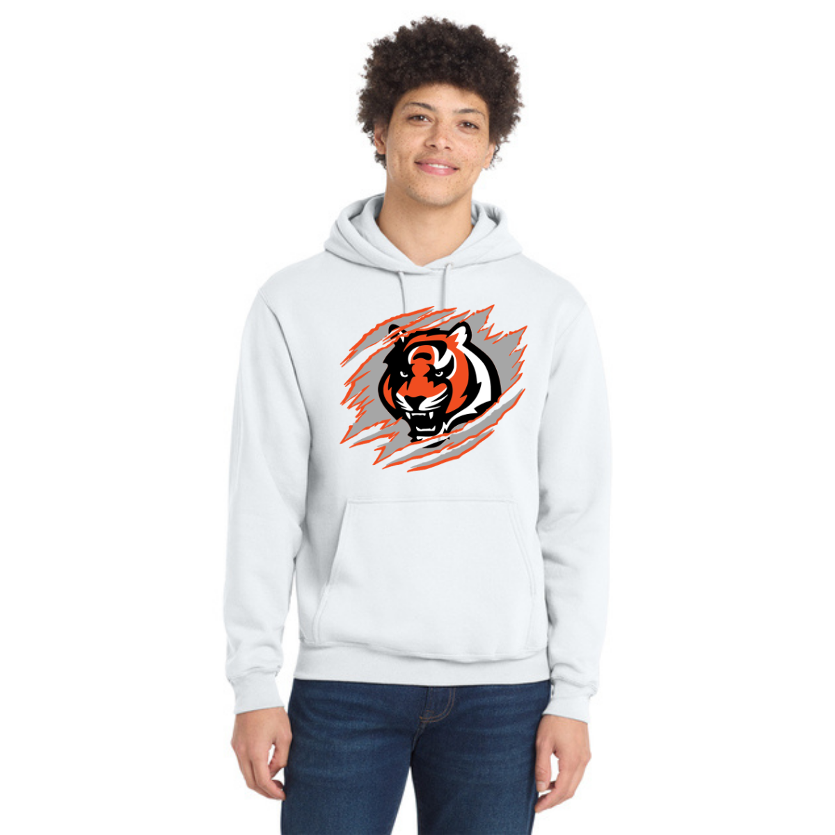 Tiger Scratch Gray Unisex Pullover Hoodie