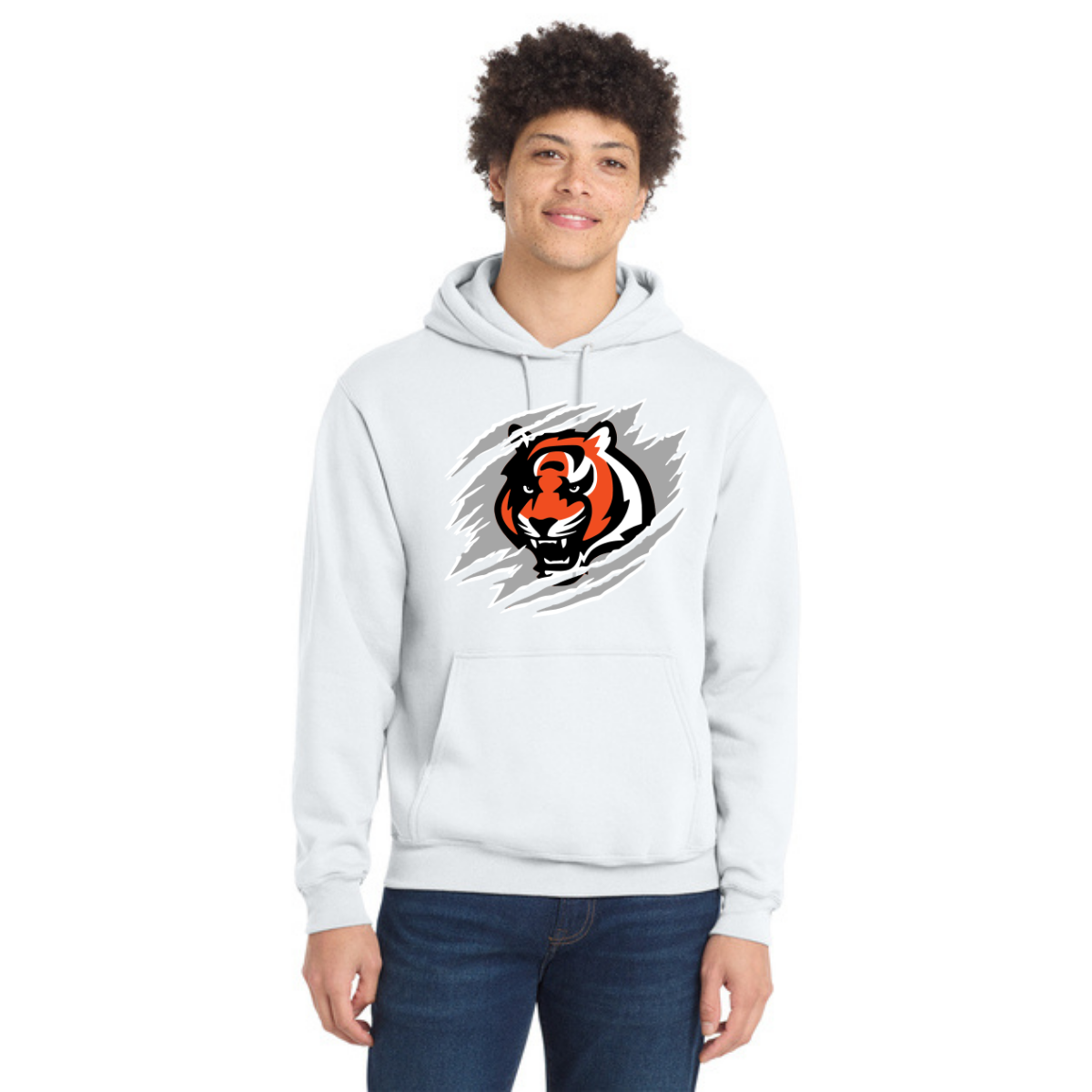 Tiger Scratch Gray Unisex Pullover Hoodie