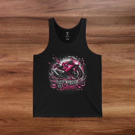 Pink Sports Bike Unisex Tank Top - Born to Ride