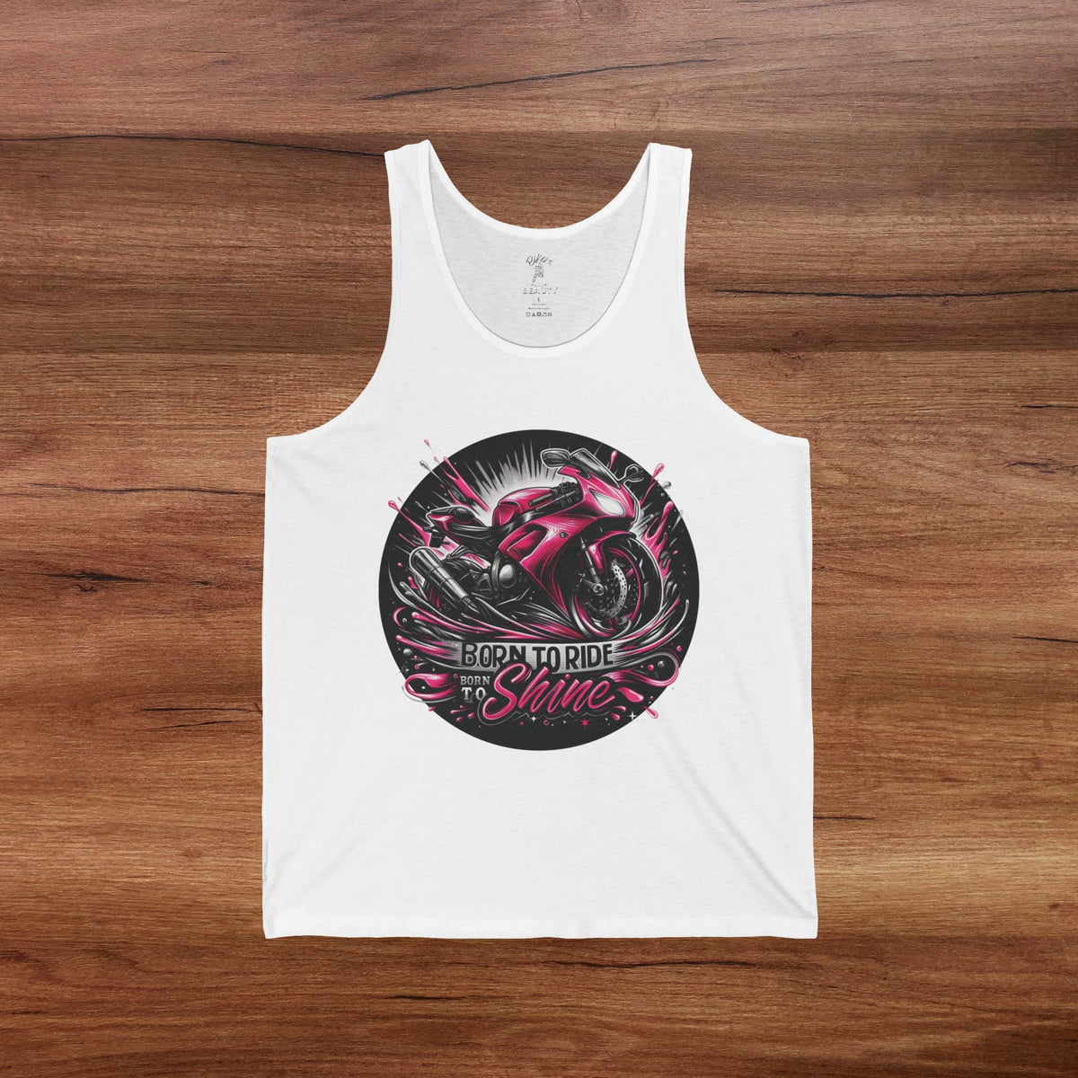 Pink Sports Bike Unisex Tank Top - Born to Ride