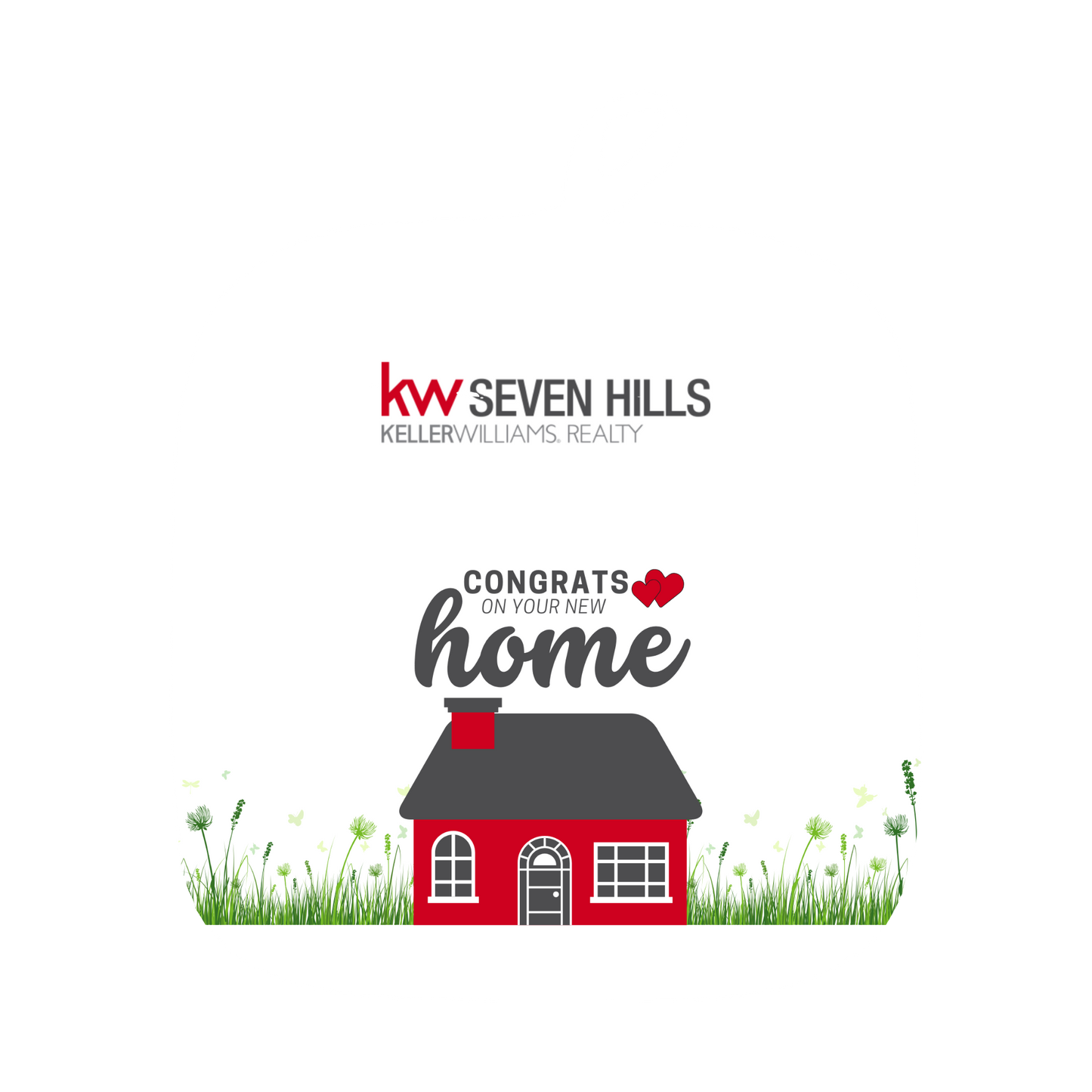 Pot Holder with a red house illustration and 'kw Seven Hills Keller Williams Realty' text on a white background.