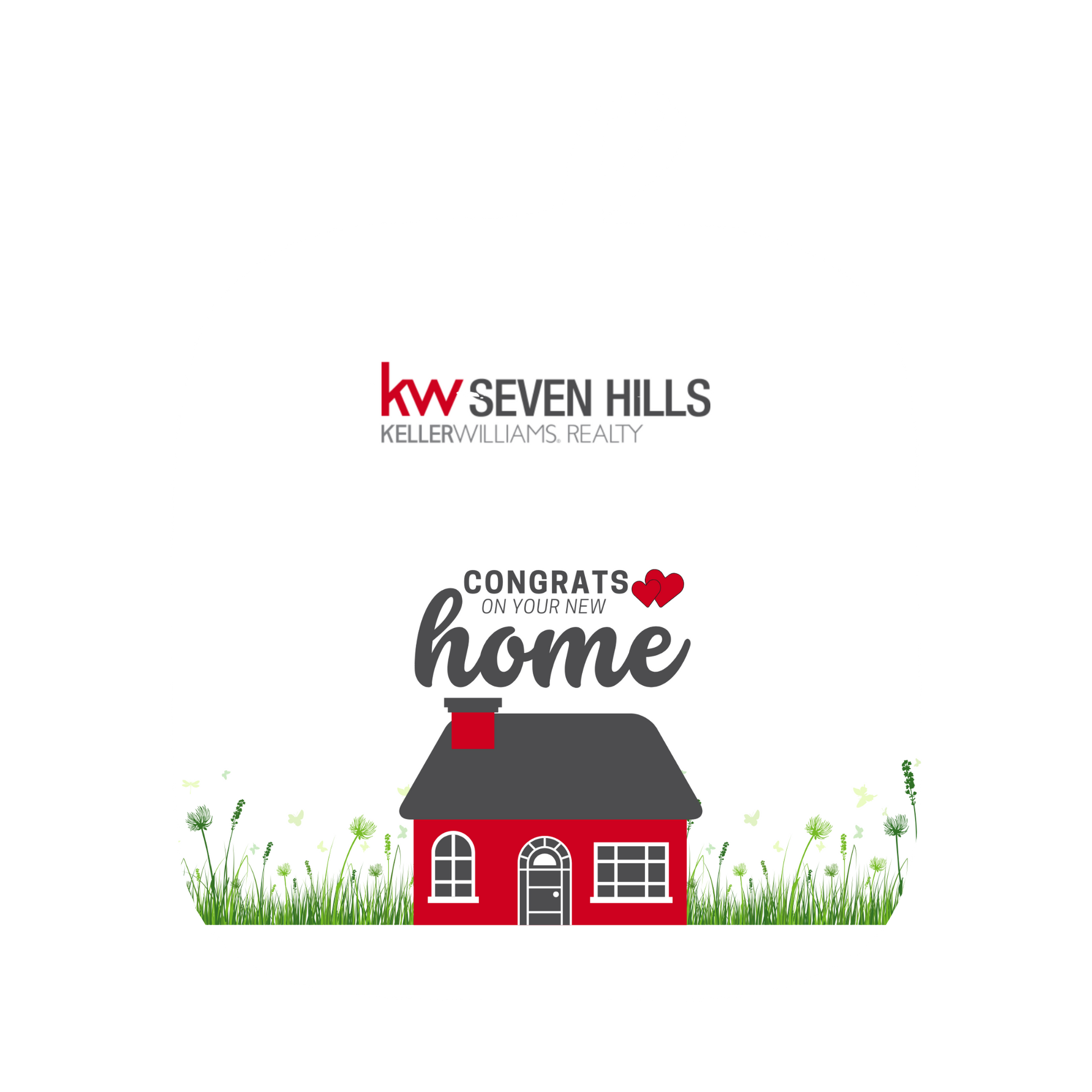 Pot Holder with a red house illustration and 'kw Seven Hills Keller Williams Realty' text on a white background.