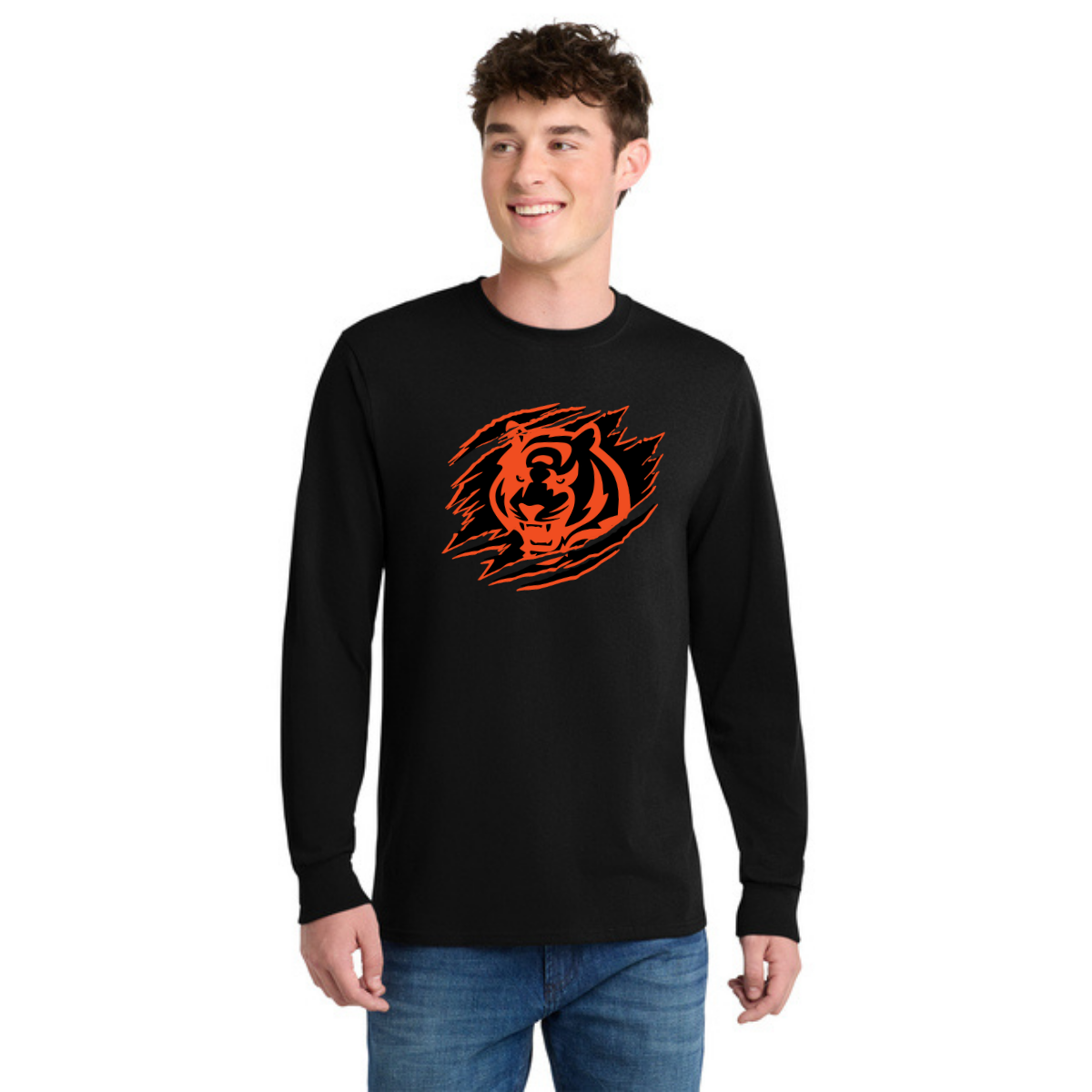 Tiger Scratch Orange Unisex Long Sleeve Tee