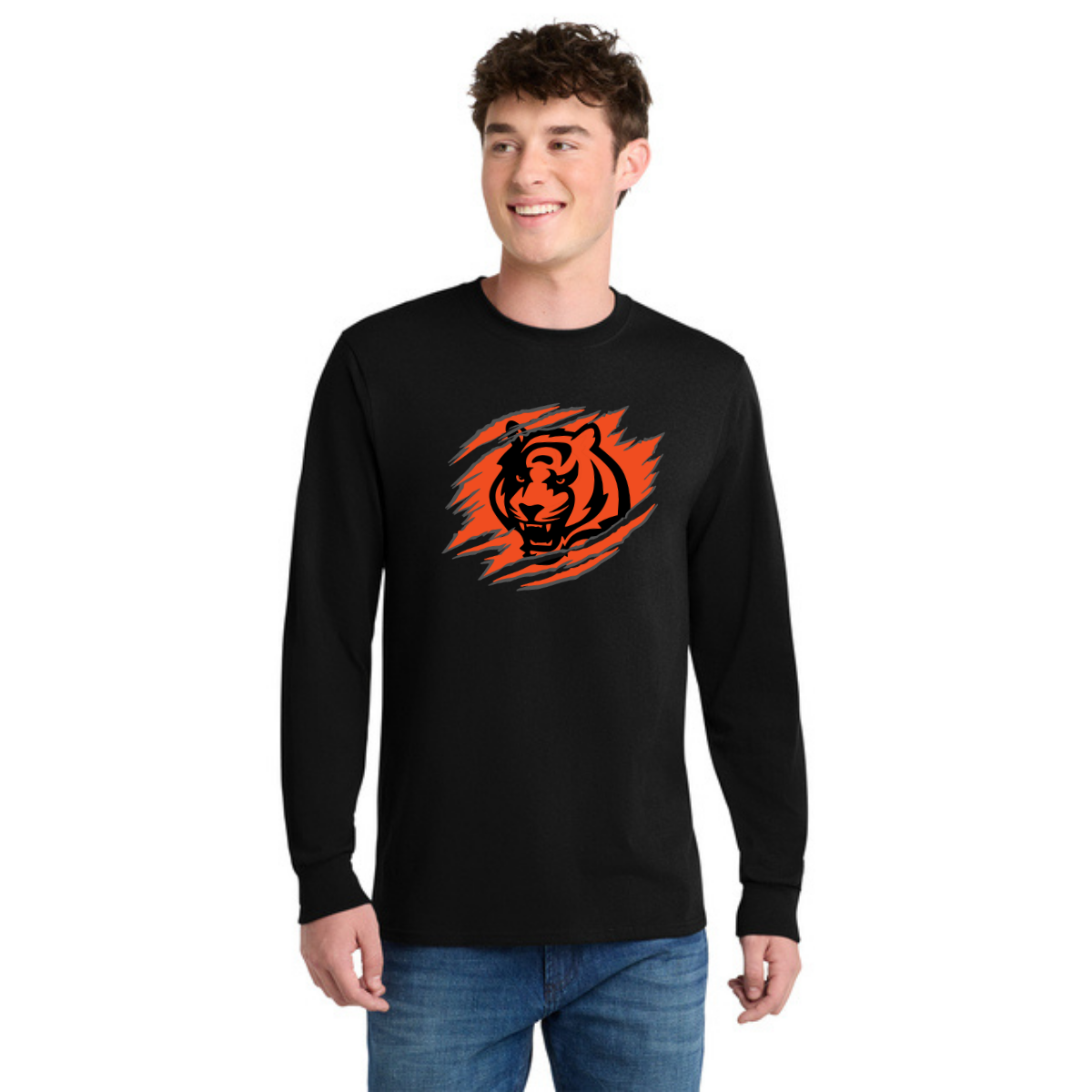 Tiger Scratch Orange Unisex Long Sleeve Tee