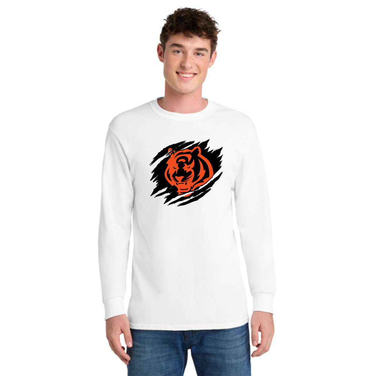 Tiger Scratch Orange Unisex Long Sleeve Tee