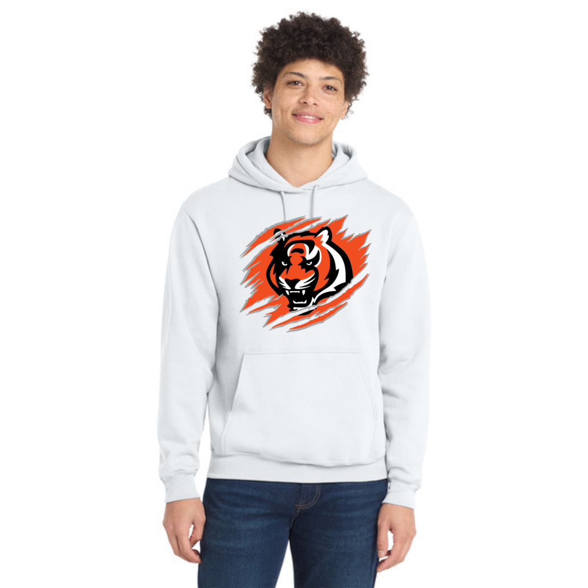 Tiger Scratch Orange Unisex Pullover Hoodie