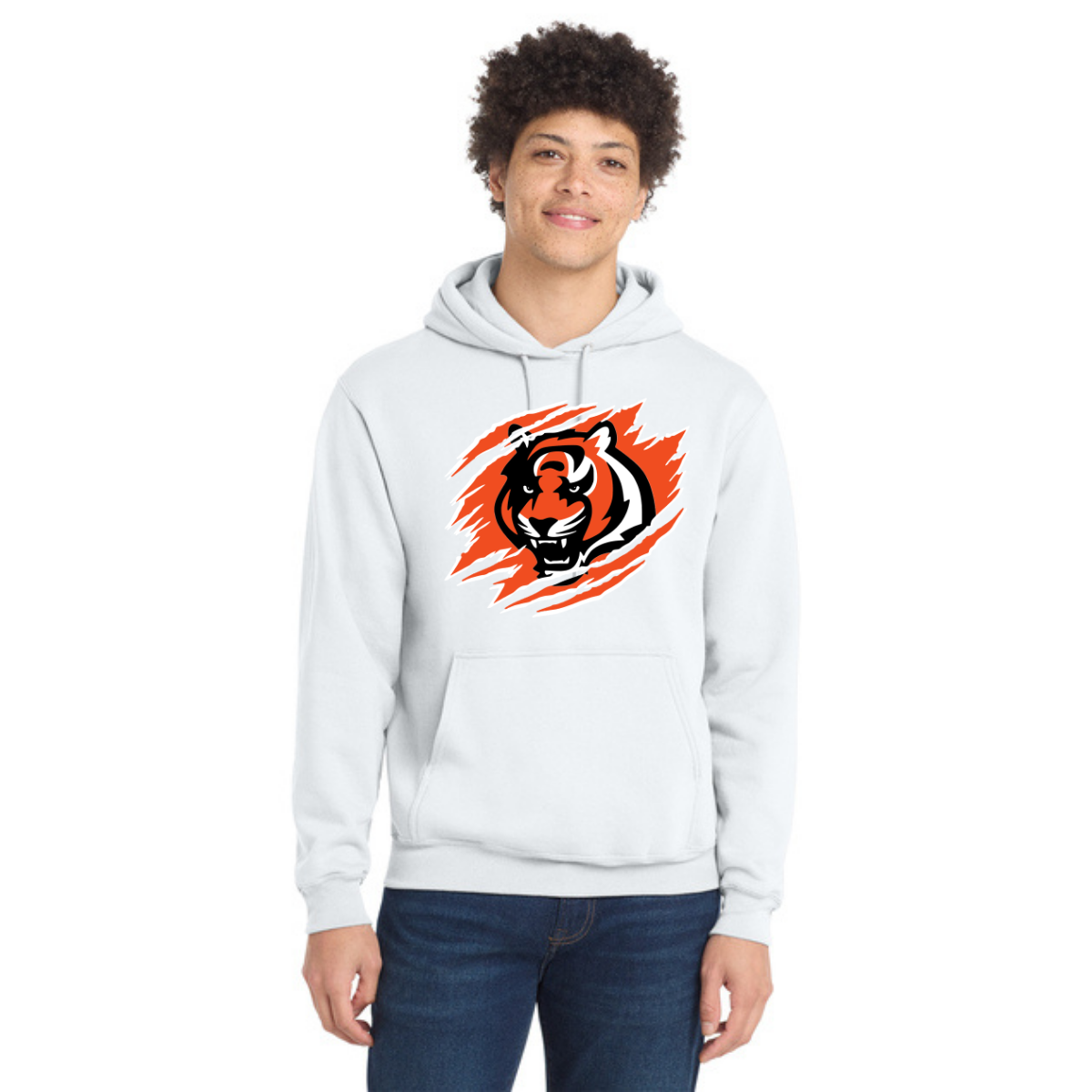 Tiger Scratch Orange Unisex Pullover Hoodie