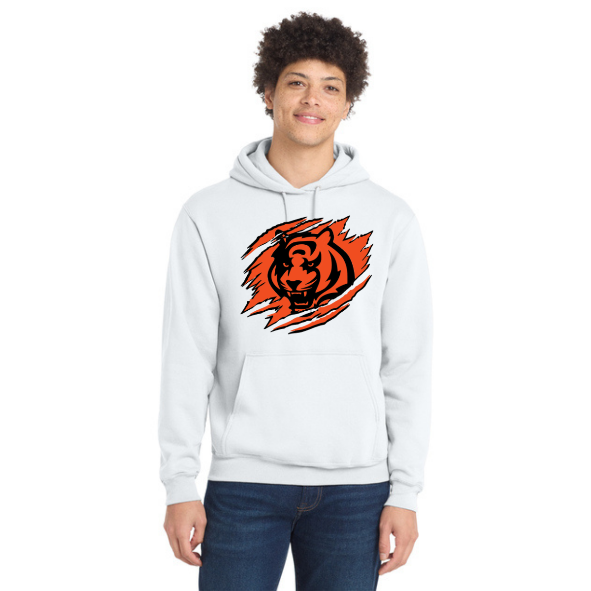 Tiger Scratch Orange Unisex Pullover Hoodie