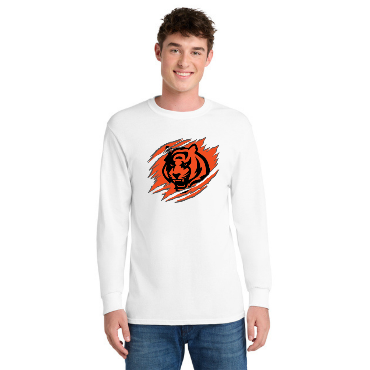 Tiger Scratch Orange Unisex Long Sleeve Tee
