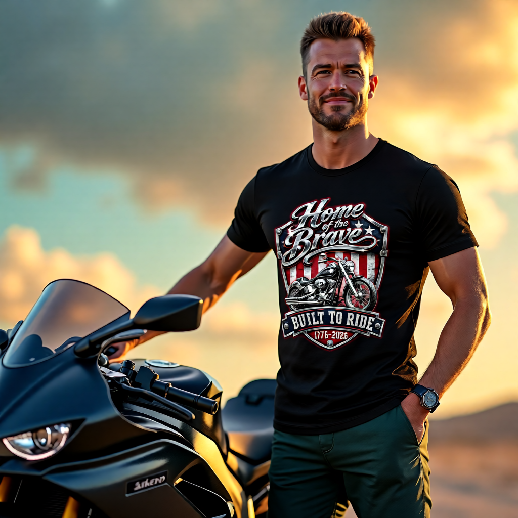 Home of the Brave Built To Ride USA 250 Biker Shirt - Unisex Tee