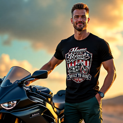 Home of the Brave Built To Ride USA 250 Biker Shirt - Unisex Tee