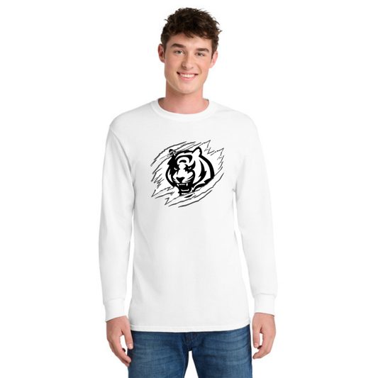 Tiger Scratch White Unisex Long Sleeve Tee