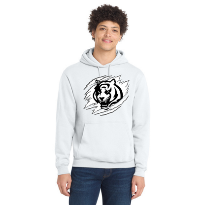 Tiger Scratch White Unisex Pullover Hoodie