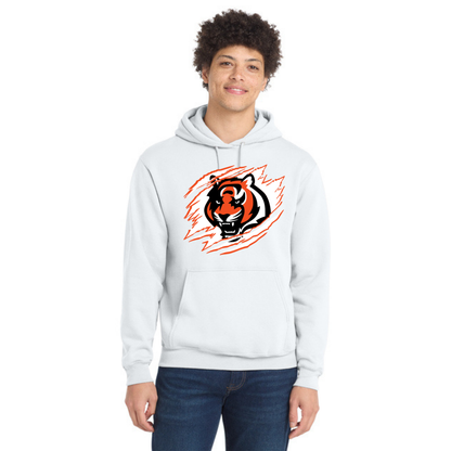 Tiger Scratch White Unisex Pullover Hoodie